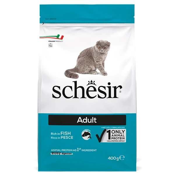 Корм для котів Schesir Dry Cat Adult Fish, сухий монопротеїновий, 0.4 кг