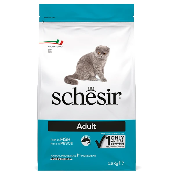 Корм для котів Schesir Dry Cat Adult Fish, сухий монопротеїновий, 1.5 кг