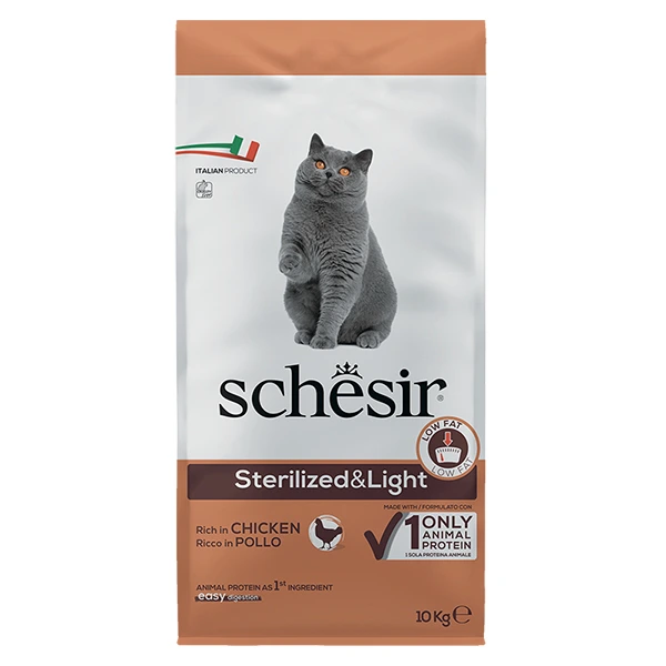 Корм для котів Schesir Dry Cat Sterilized & Light, Стерилізовані, Лайт, Курка, 10 кг