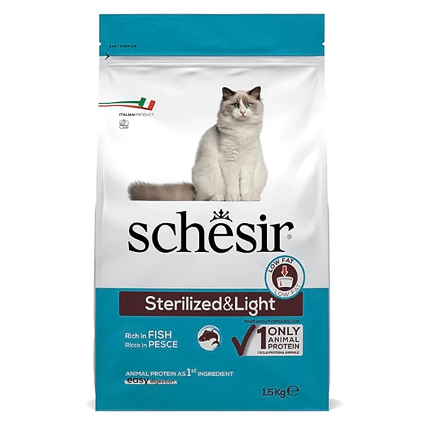 Корм для котів Schesir Dry Cat Sterilized & Light, Стерилізовані, Лайт, Риба, 1.5 кг