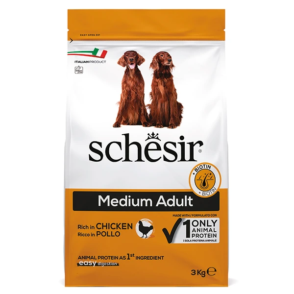 Корм для собак Schesir Dog Medium Adult, Курка, 3 кг