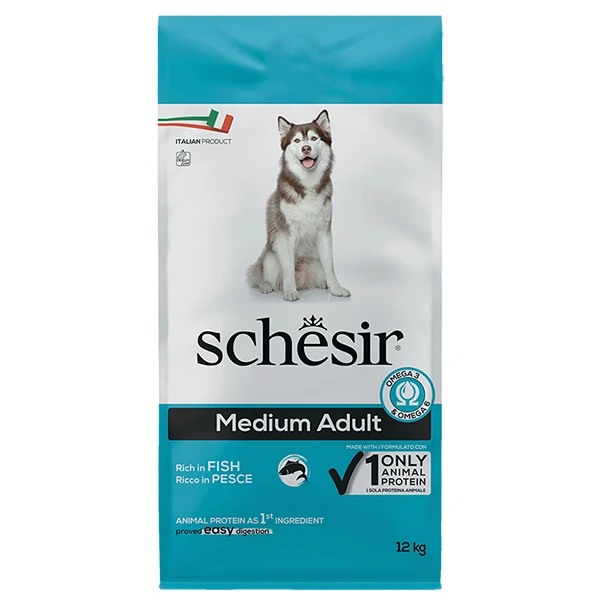 Корм для собак Schesir Dry Dog Medium Adult, Риба, 12 кг