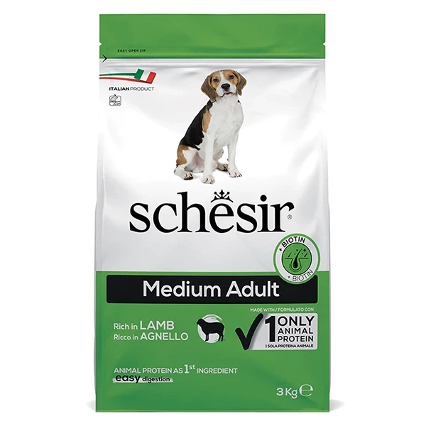 Корм для собак Schesir Dog Medium Adult, Ягня, 3 кг