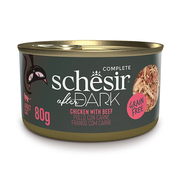 Корм для котів Schesir Wet After Dark, Курка з яловичиною, в бульйоні