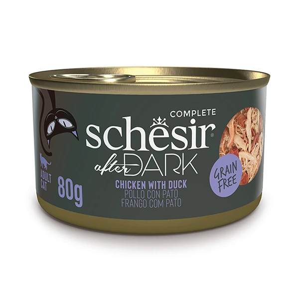 Корм для котів Schesir Wet After Dark, Курка з качкою, в бульйоні