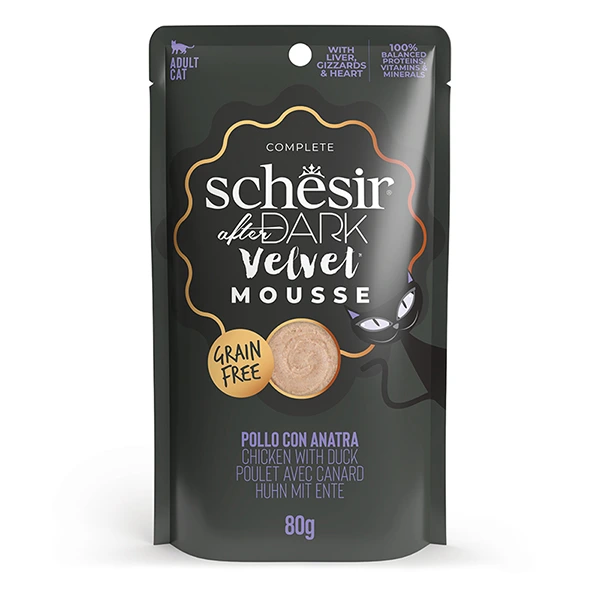 Корм для котів Schesir Wet After Dark, Курка з качкою, мус