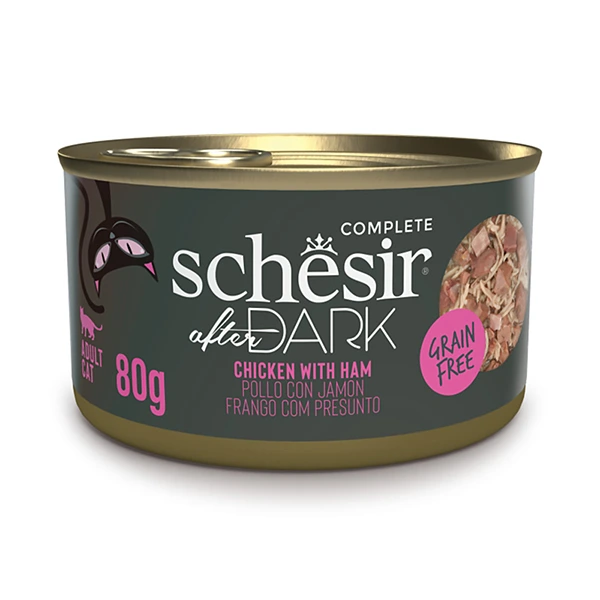 Корм для котів Schesir Wet After Dark, Курка з шинкою, в бульйоні