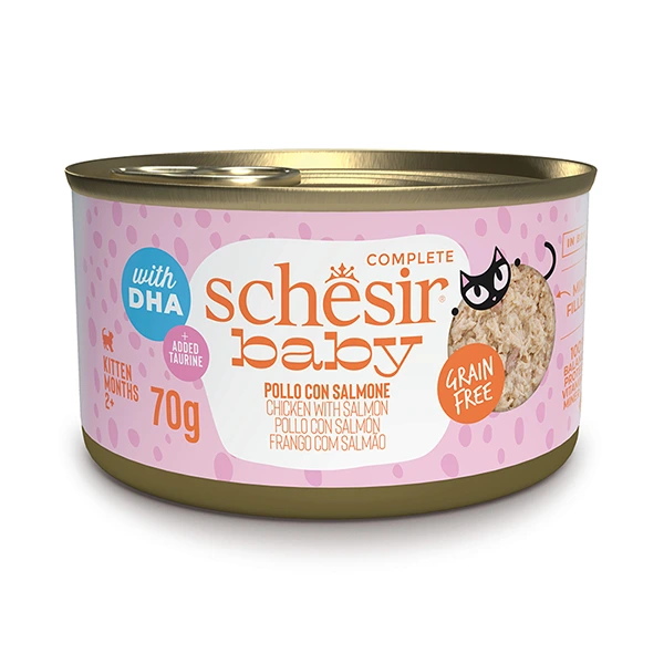 Корм для кошенят Schesir Wet Baby Chicken With Salmon, в бульйоні