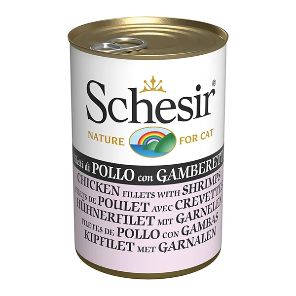 Корм для котів Schesir Wet Chicken with Shrimps, в желе, 0.14 кг