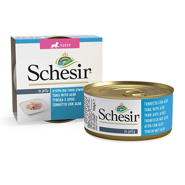 Корм для цуценят Schesir Wet Tuna Aloe Puppy, Тунець з алое в желе