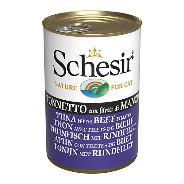 Корм для котів Schesir Tuna with Beef Fillets, Тунець з філе яловичини в желе, 0.14 кг