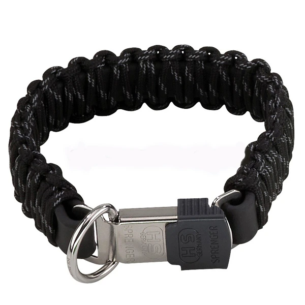 Нашийник для собак Sprenger Paracord, чорний світловідбивний