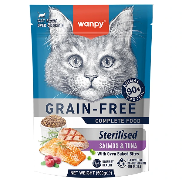Сухий корм для котів Wanpy Sterilized Cat Grain Free Salmon & Tuna, Лосось з тунцем для стерилізованих, 0.5 кг