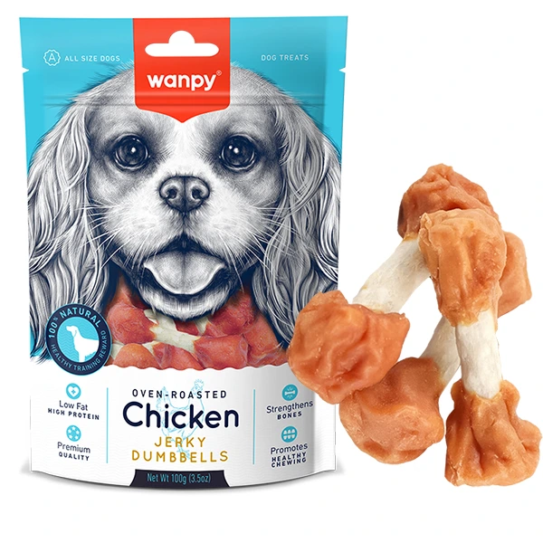 Ласощі для собак Wanpy Chicken Jerky Dumbbells, З в'яленою куркою