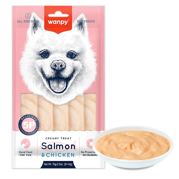 Ласощі для собак Wanpy Creamy Lickable Treat, Лосось та курка