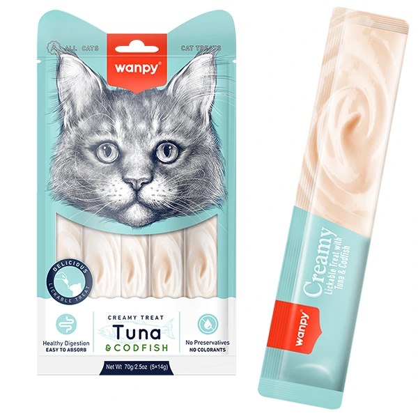Ласощі для котів Wanpy Creamy Lickable Treats, Тунець з тріскою