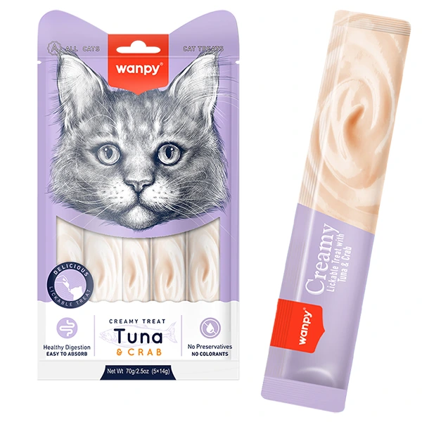 Ласощі для котів Wanpy Creamy Lickable Treats, Тунець з крабом