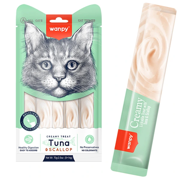 Ласощі для котів Wanpy Creamy Lickable Treats, Тунець з морським гребінцем
