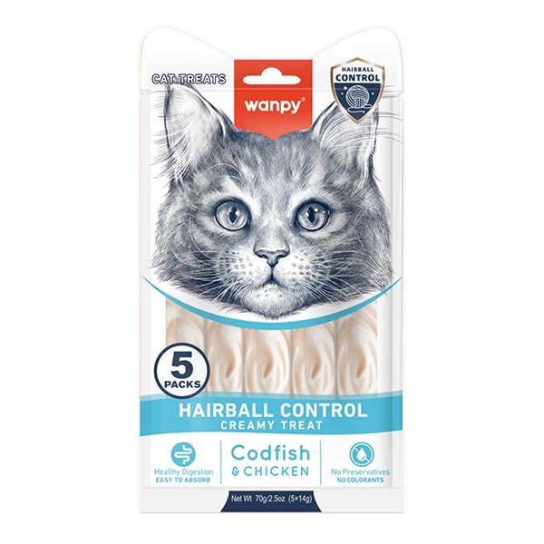 Ласощі для котів Wanpy Functional Creamy Lickable Treat, Для виведення шерсті