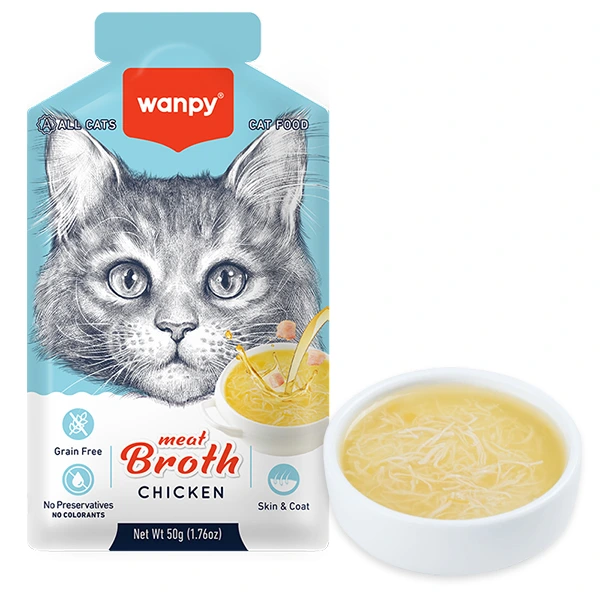 Корм для котів Wanpy Meat Broths Chicken, Суп з куркою, беззерновий рідкий