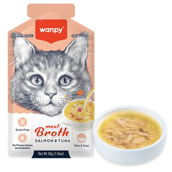 Корм для котів Wanpy Meat Broths Salmon&Tuna, Суп з лососем і тунцем, беззерновий рідкий