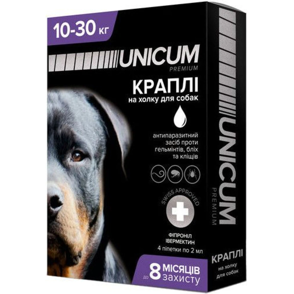 Краплі для собак Unicum COMPLEX, від бліх, кліщів та гельмінтів, 10-30 кг