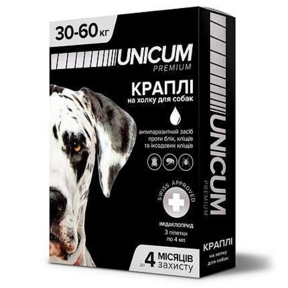 Краплі для собак Unicum COMPLEX, від бліх, кліщів та гельмінтів, 30-60 кг