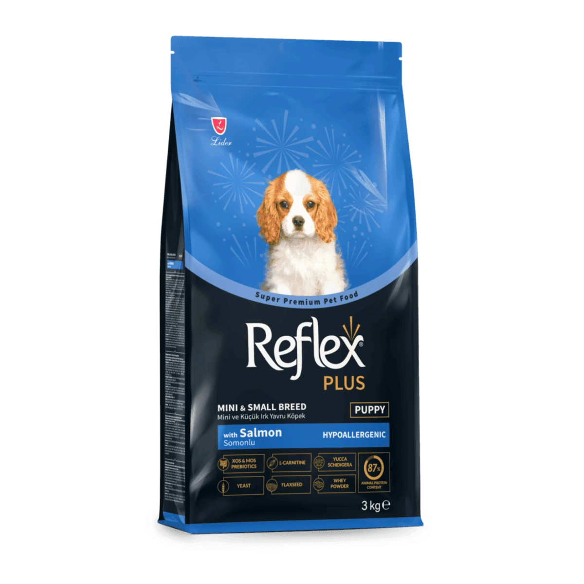 Корм для цуценят Reflex Plus, малих порід з лососем, 3 кг