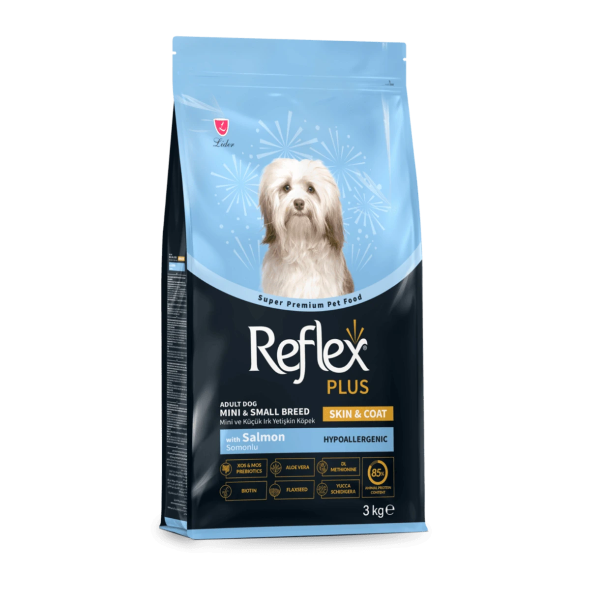 Корм для собак Reflex Plus, для малих порід, догляд за шкірою та хутром з лососем, 3 кг