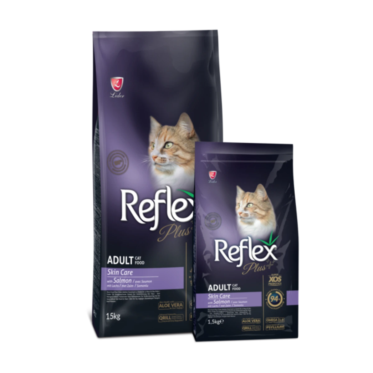 Сухий корм для котів Reflex Plus, для догляду за шкірою з лососем, 15 кг
