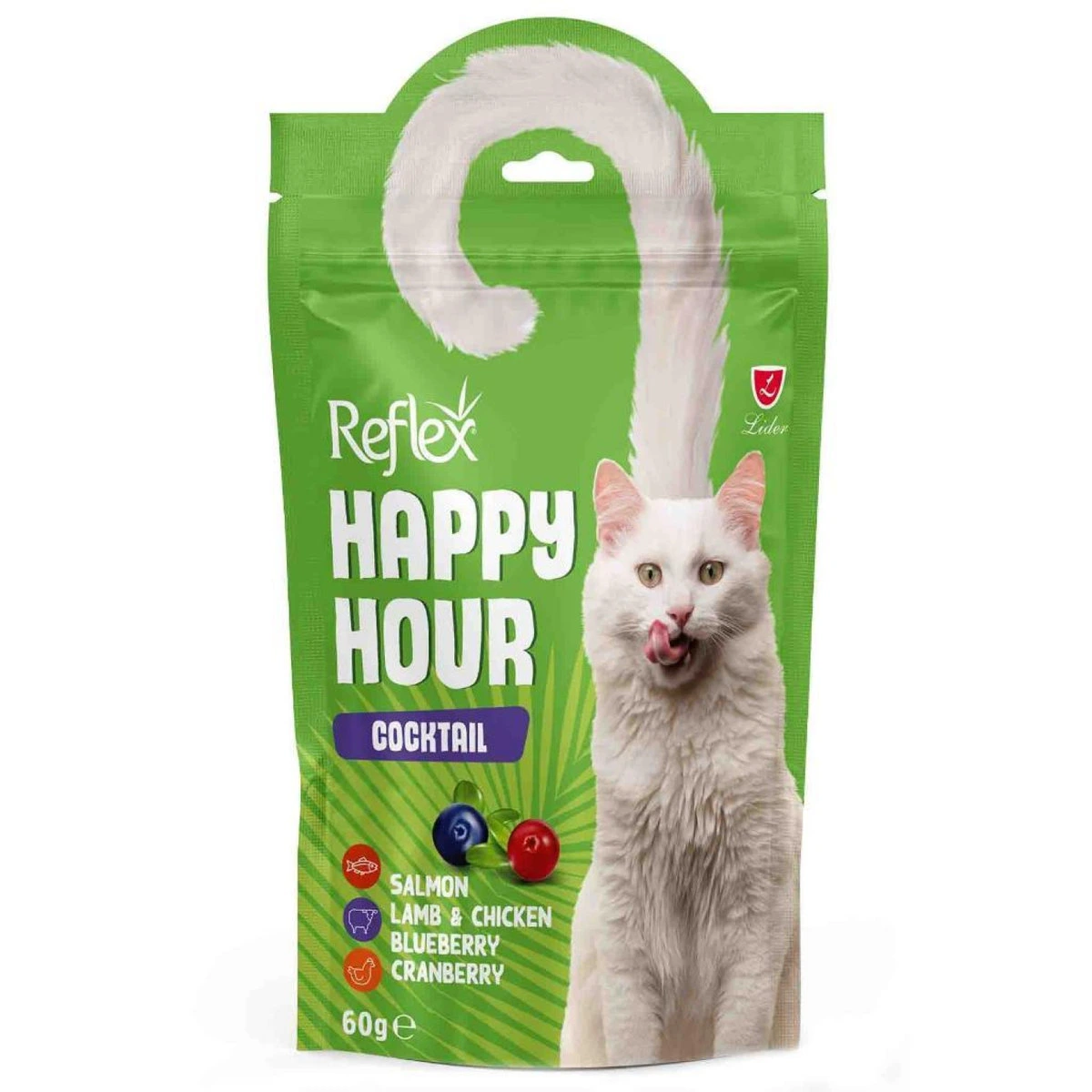 Ласощі для котів Reflex Happy Hour, лосось, ягня, курка, чорниця та журавлина, коктейль