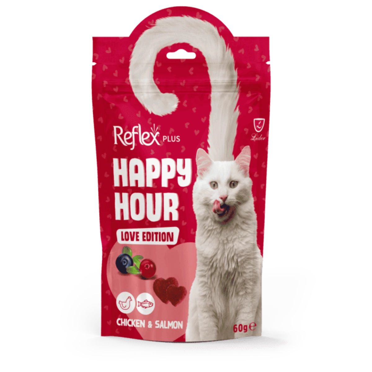 Ласощі для котів Reflex Plus Happy Hour, з куркою та лососем, видання Love