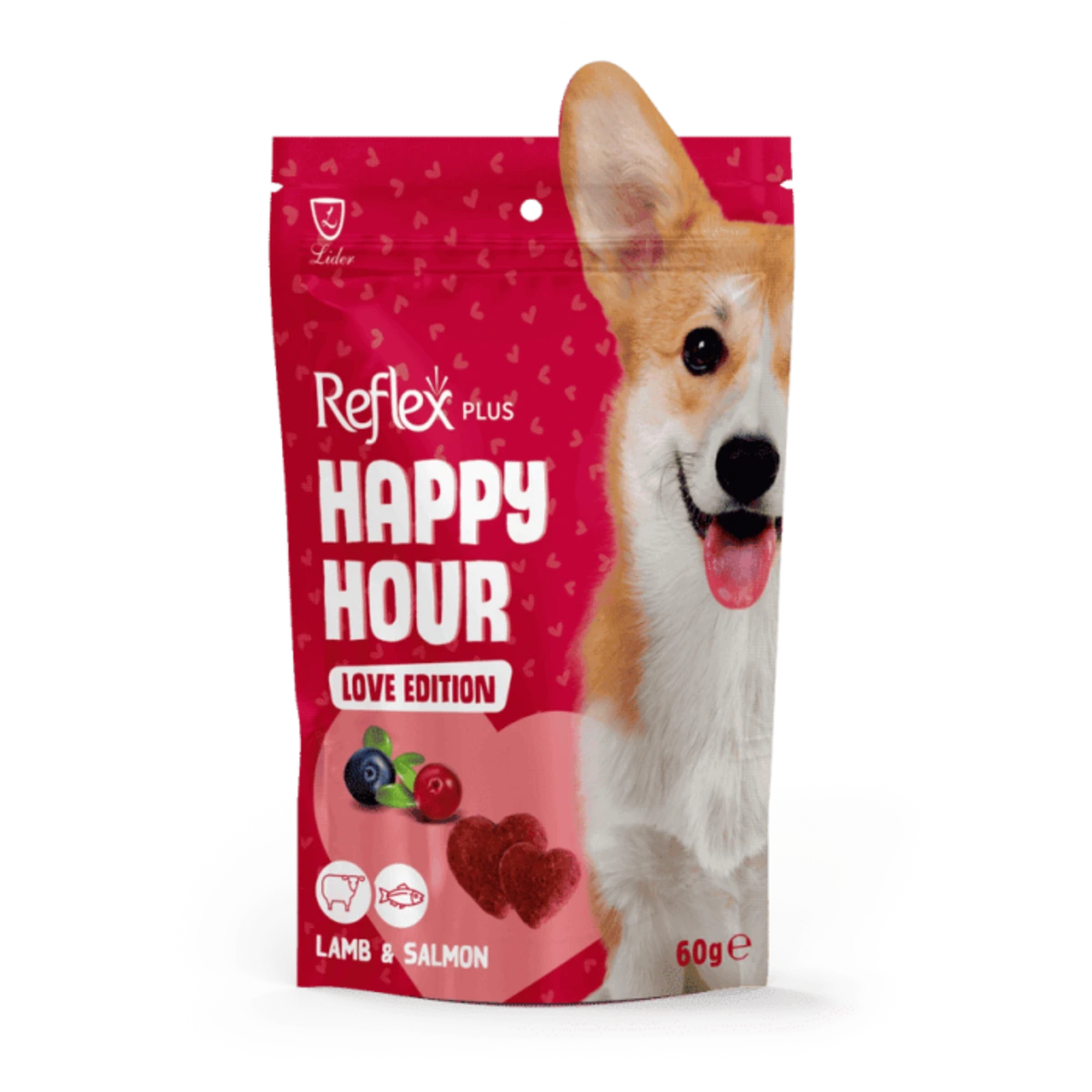 Ласощі для собак Reflex Plus Happy Hour, з ягням та лососем, Love Edition