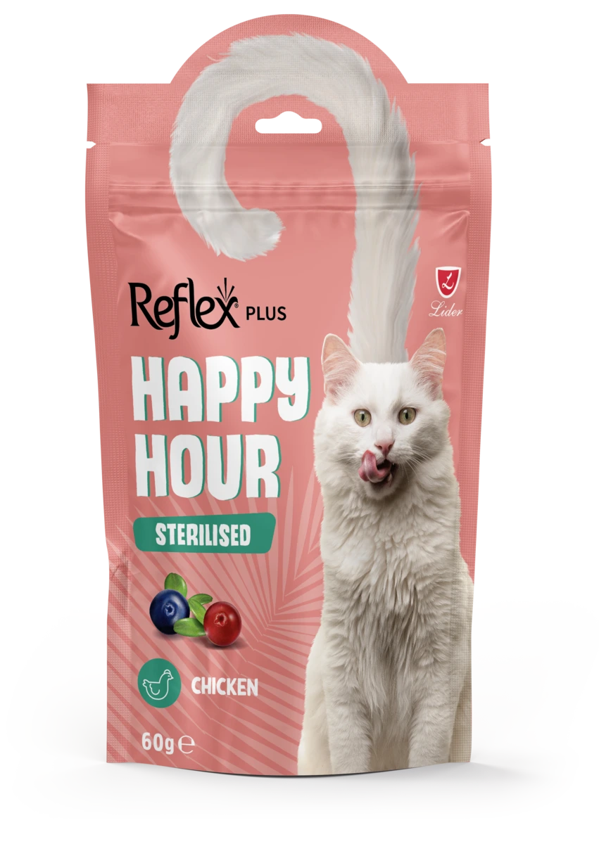 Ласощі для котів Reflex Plus Happy Hour, для стерилізованих, з куркою, лохиною та журавлиною