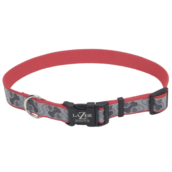 Нашийник для собак Coastal Lazer Brite Reflective, Червоний з кісточками