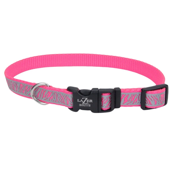 Нашийник для собак Coastal Lazer Brite Reflective, Рожева зебра