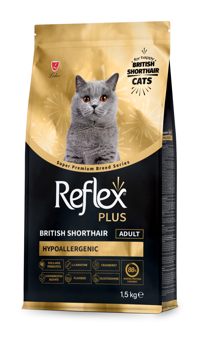 Сухий корм для дорослих котів Reflex Plus для британських короткошерстих, 1.5 кг