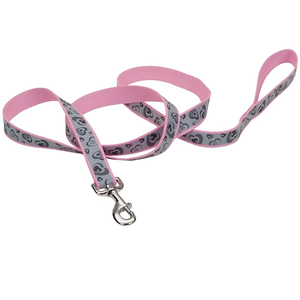 Повідець для собак Coastal Lazer Brite Reflective Leash, Рожевий з серцями