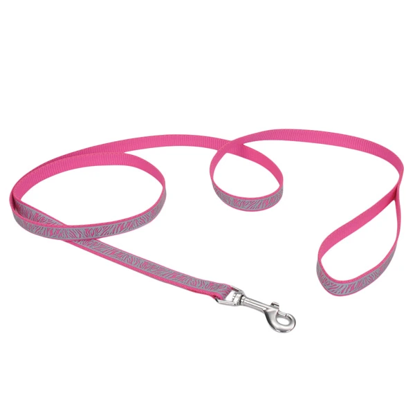 Повідець для собак Coastal Lazer Brite Reflective Leash, Рожева зебра, 1.6смХ1.2м
