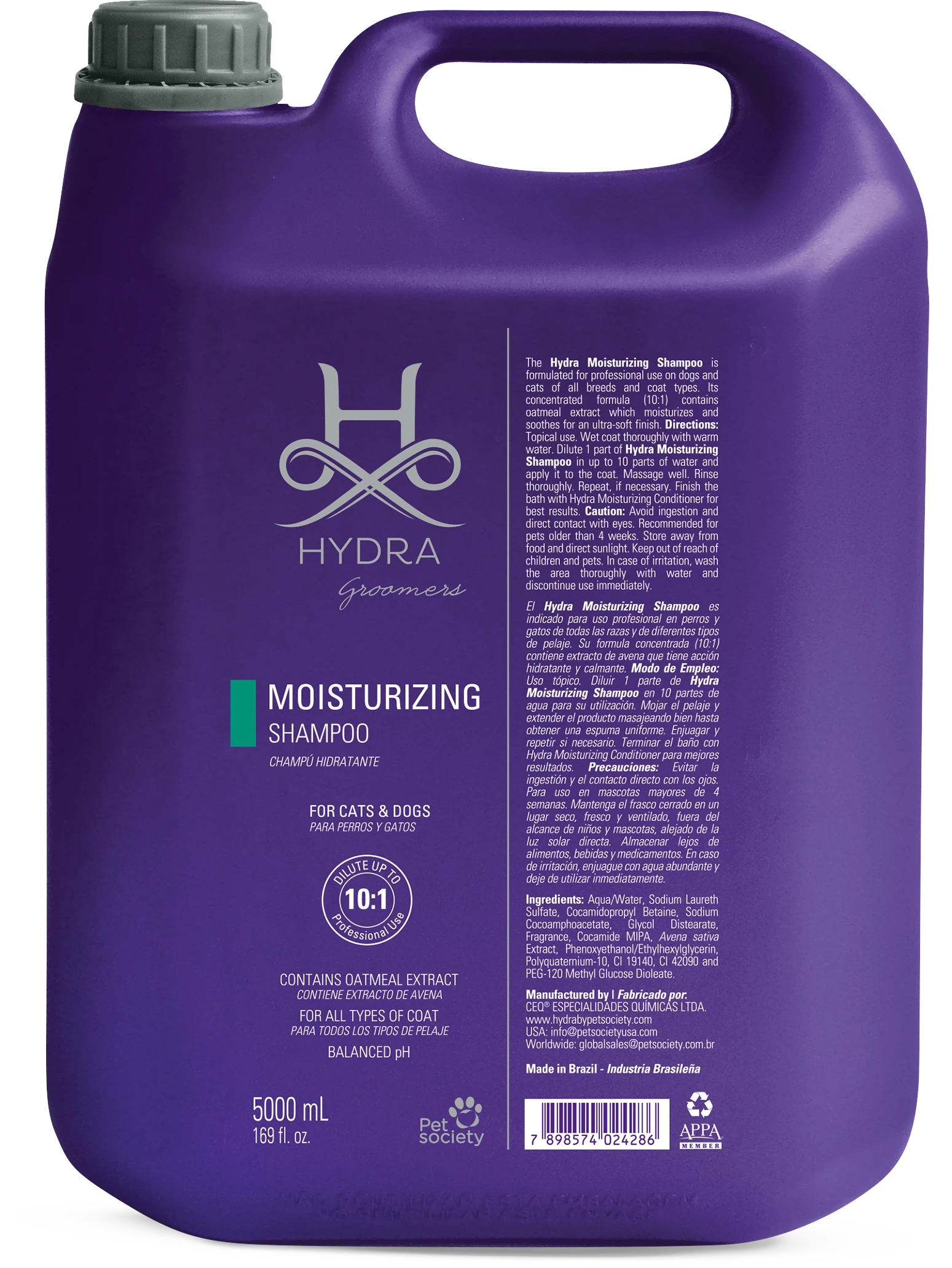 Шампунь для собак та котів Hydra GROOMERS Moisturizing Shampoo, 5 л