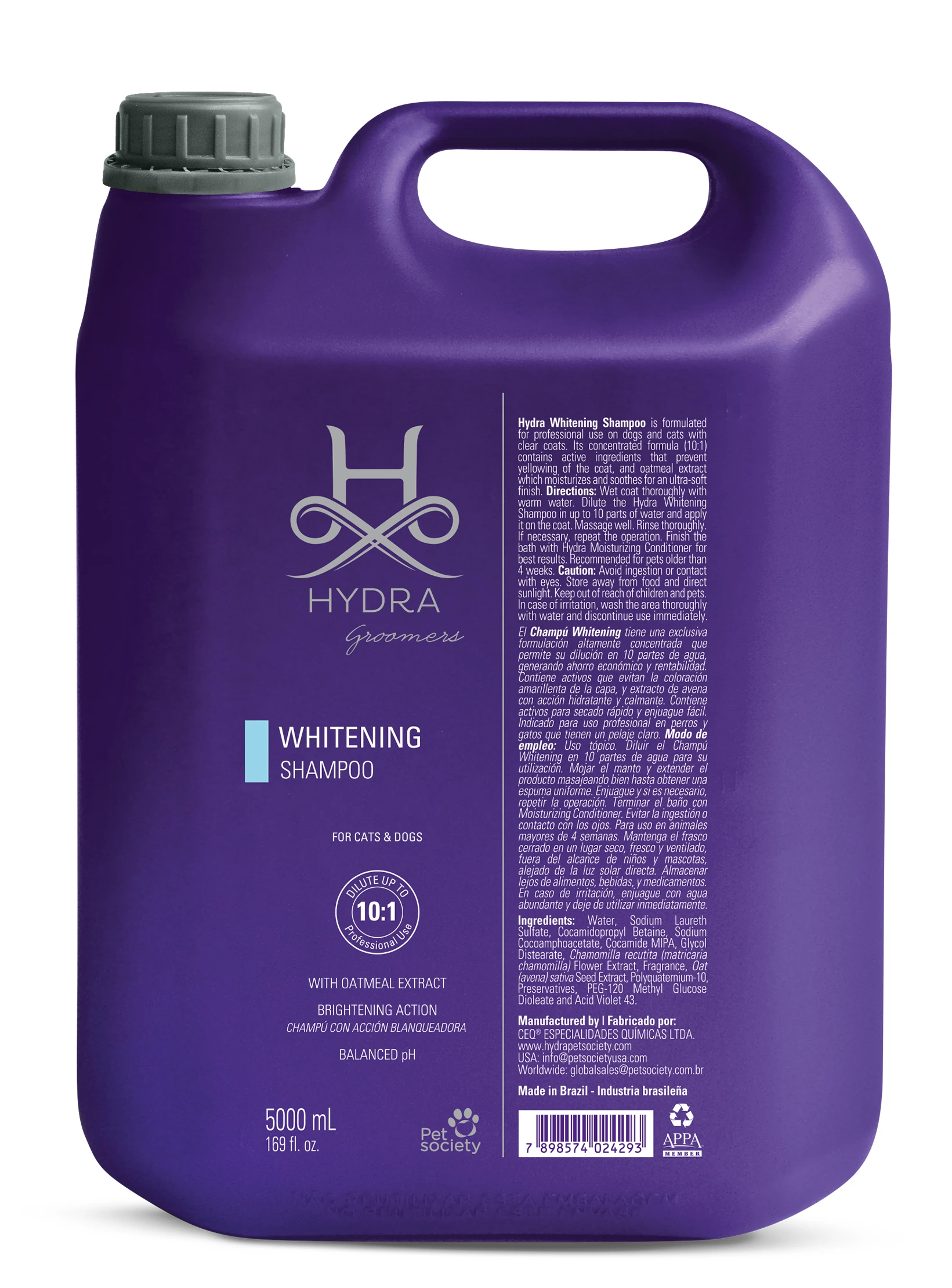 Шампунь для собак та котів Hydra GROOMERS Whitening Shampoo, 5 л