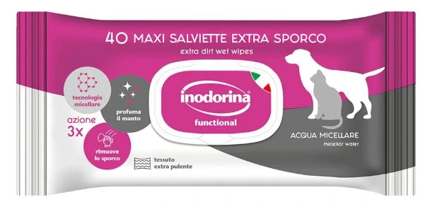 Вологі серветки для собак та котів Inodorina Functional Acqua Micellare, з міцелярною водою