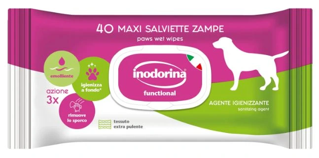 Вологі серветки для собак та котів Inodorina Functional Paw Cleaning, для лап
