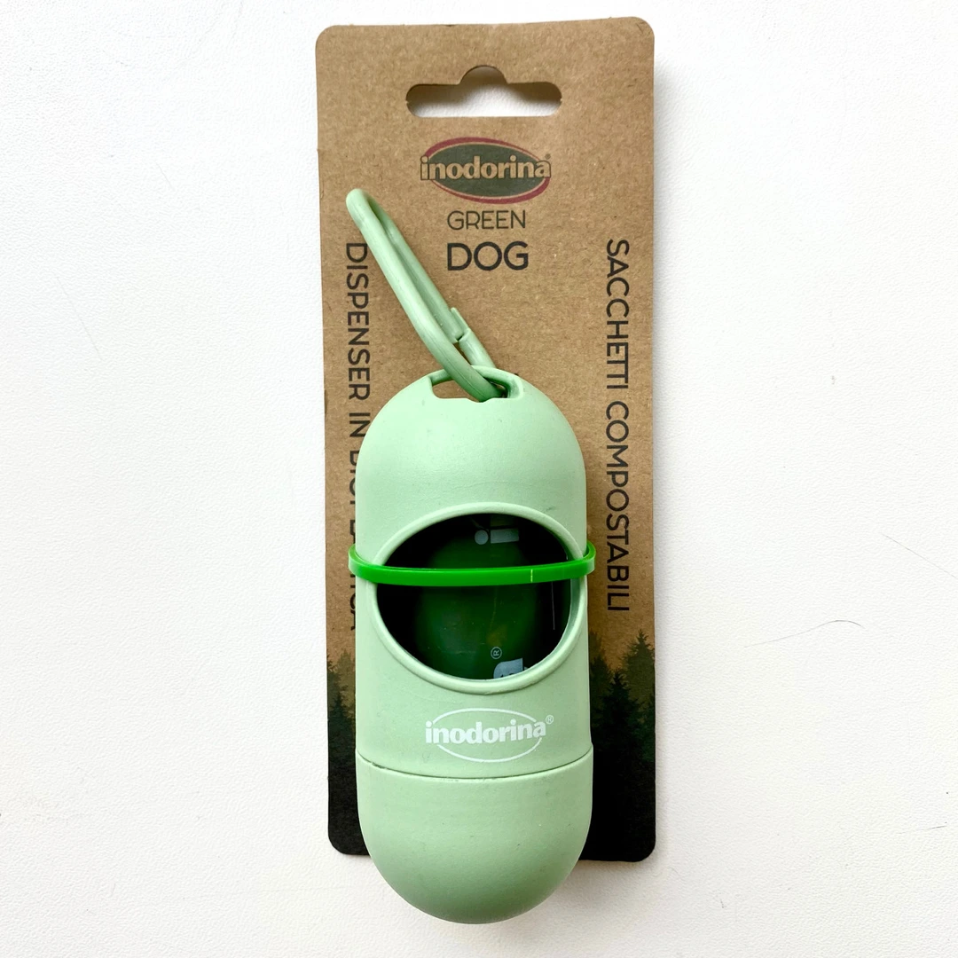 Диспенсер для пакетиків Inodorina Green Dispenser + Bio Sachets, 1 шт