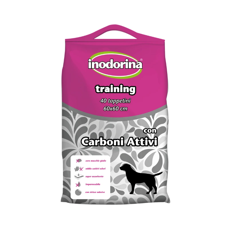 Пелюшки для собак Inodorina Training Pads Carboni, З активованим вугіллям, 40 шт