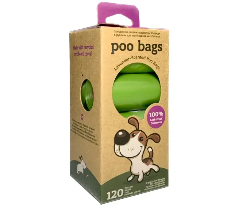 Пакети для прибирання Poo Bags, з ароматом лаванди, 120 шт