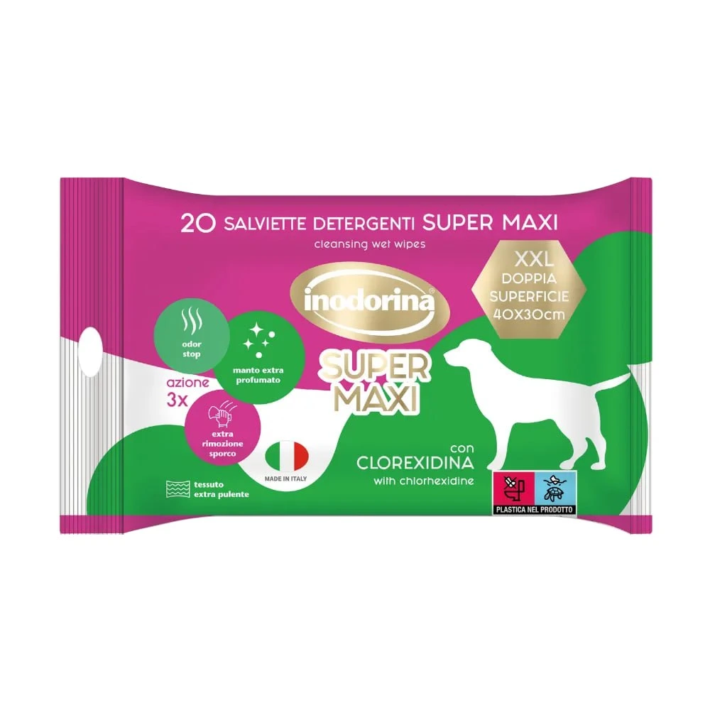 Вологі серветки Inodorina Salv Super Maxi, з хлоргекседином, 20 шт