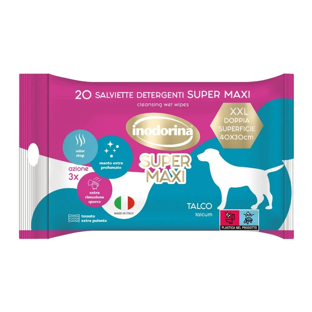 Вологі серветки Inodorina Salv Super Maxi, з тальком, 20 шт