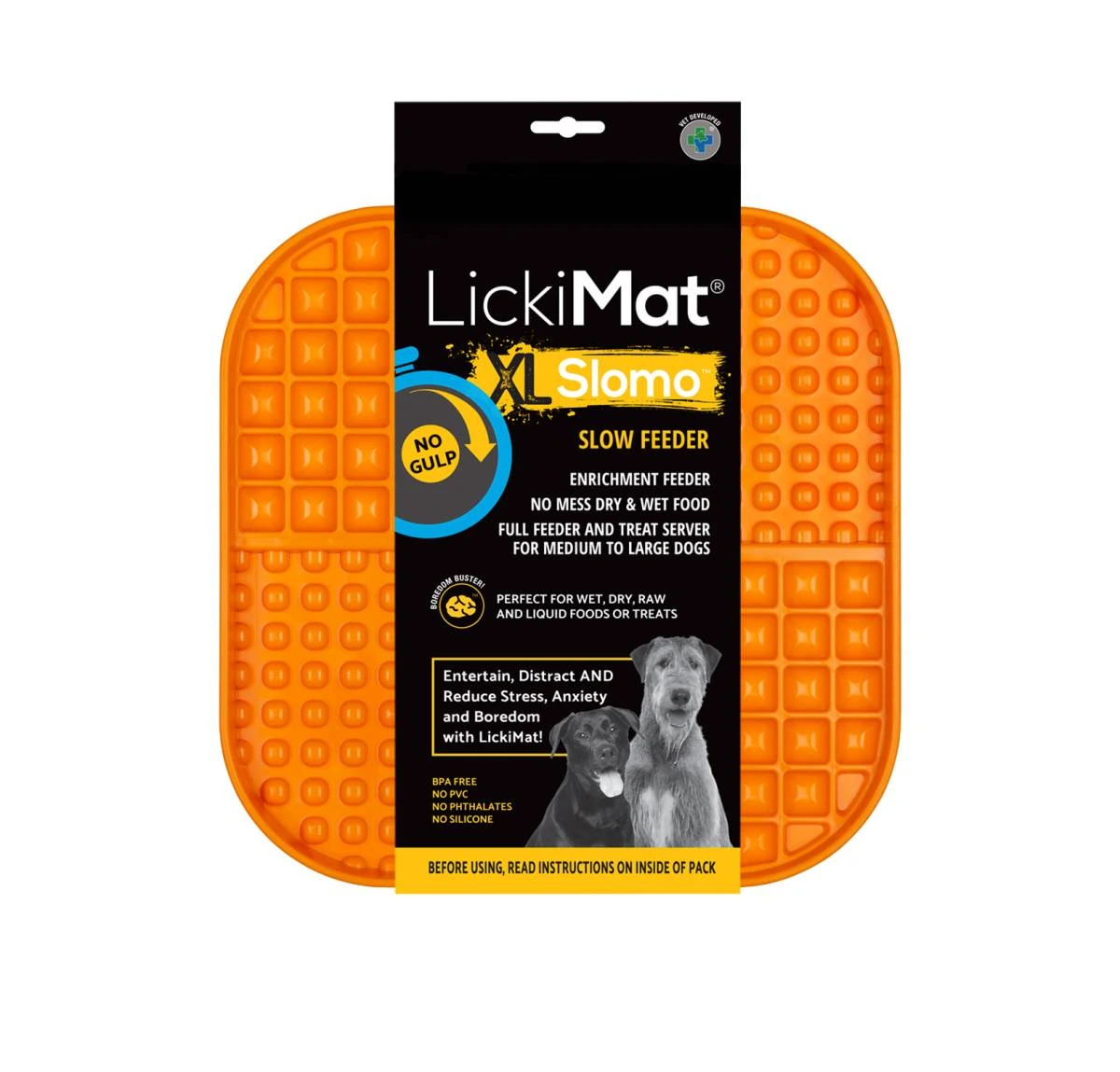 Лизательный коврик антистресс для собак LickiMat Slomo XL Orange, с функцией слоуфидера
