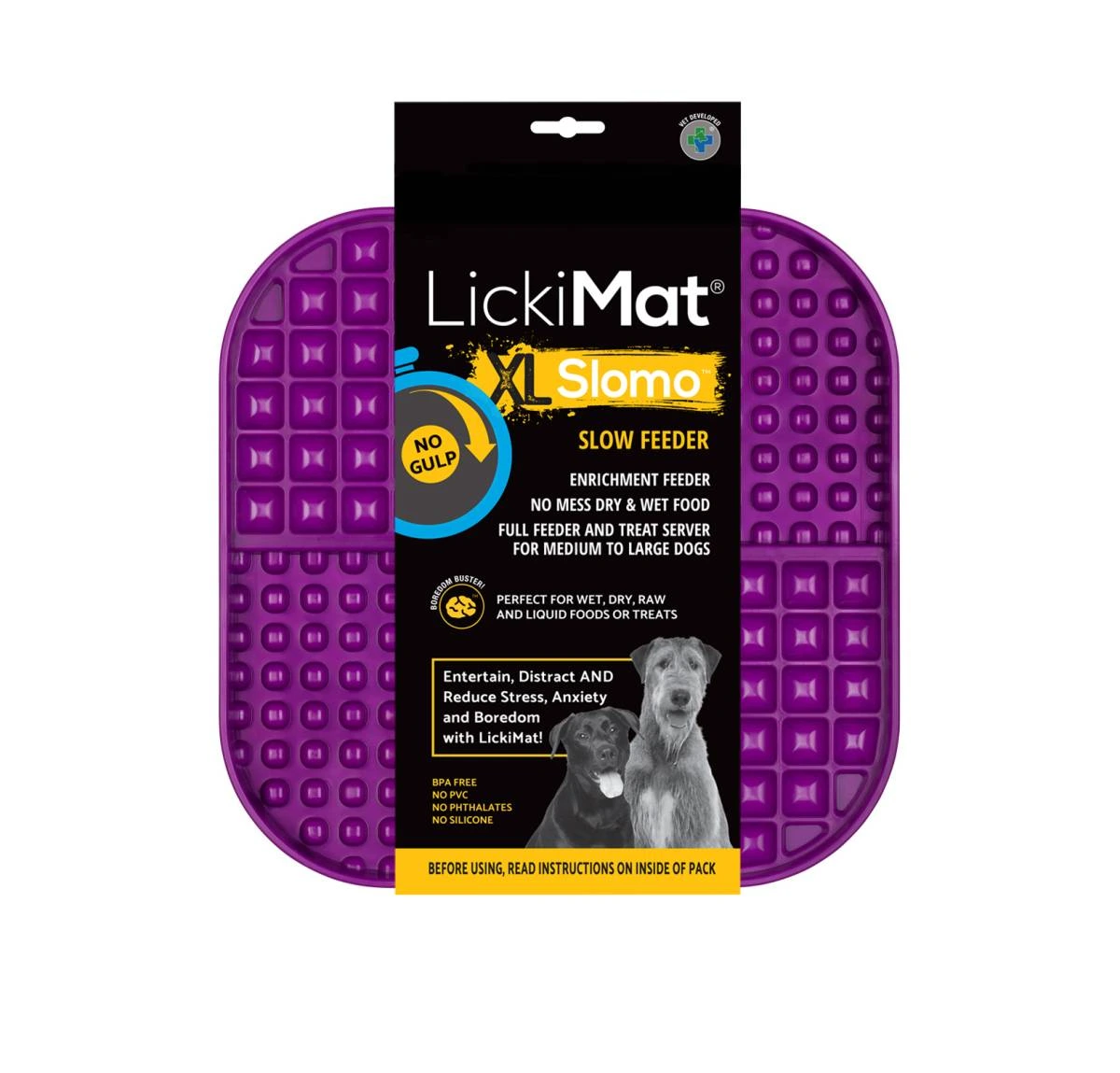 Лизательный коврик антистресс для собак LickiMat Slomo XL Purple, с функцией слоуфидера